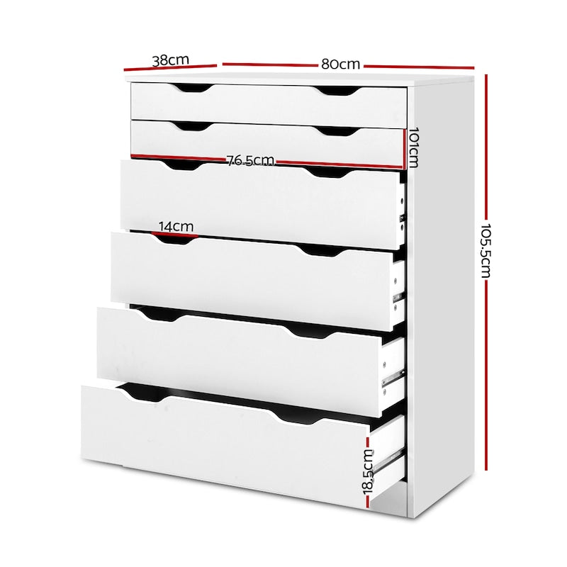 Artiss 6 Chest of Drawers - MYLA White